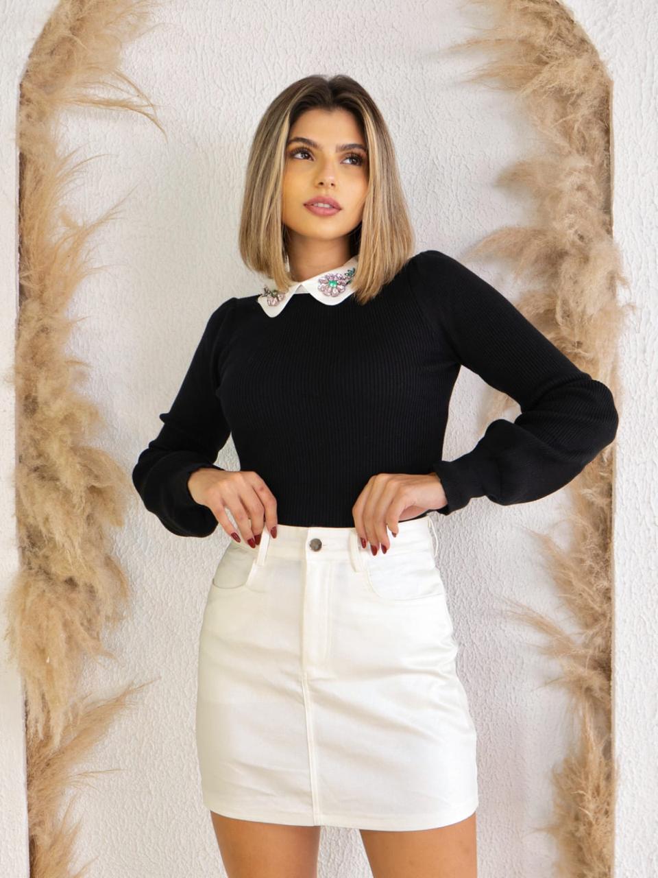 Saia Resinada Branco — Branco — Leev Store atacado Brás