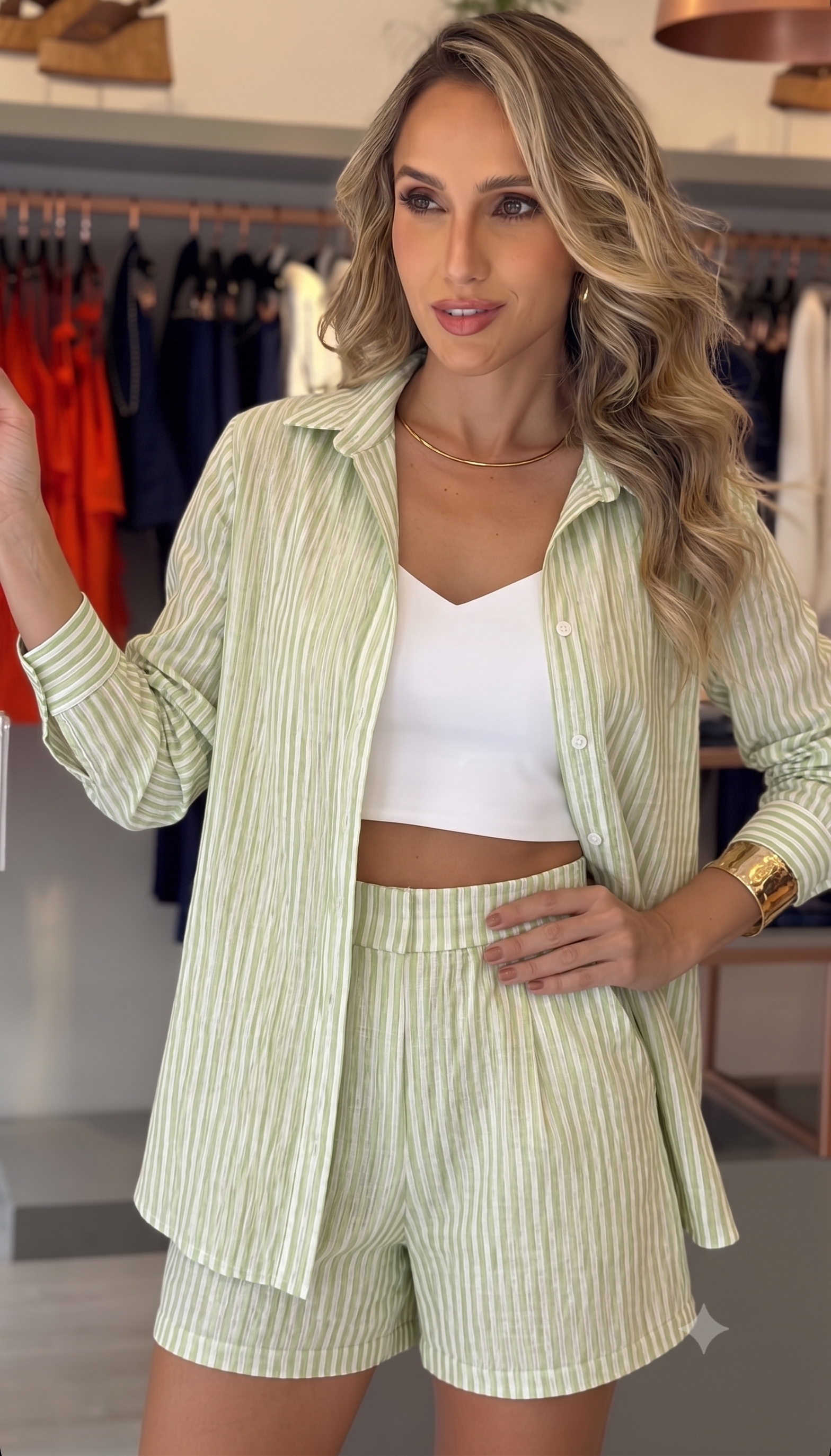 Conjunto Listra — Verde — Leev Store atacado Brás