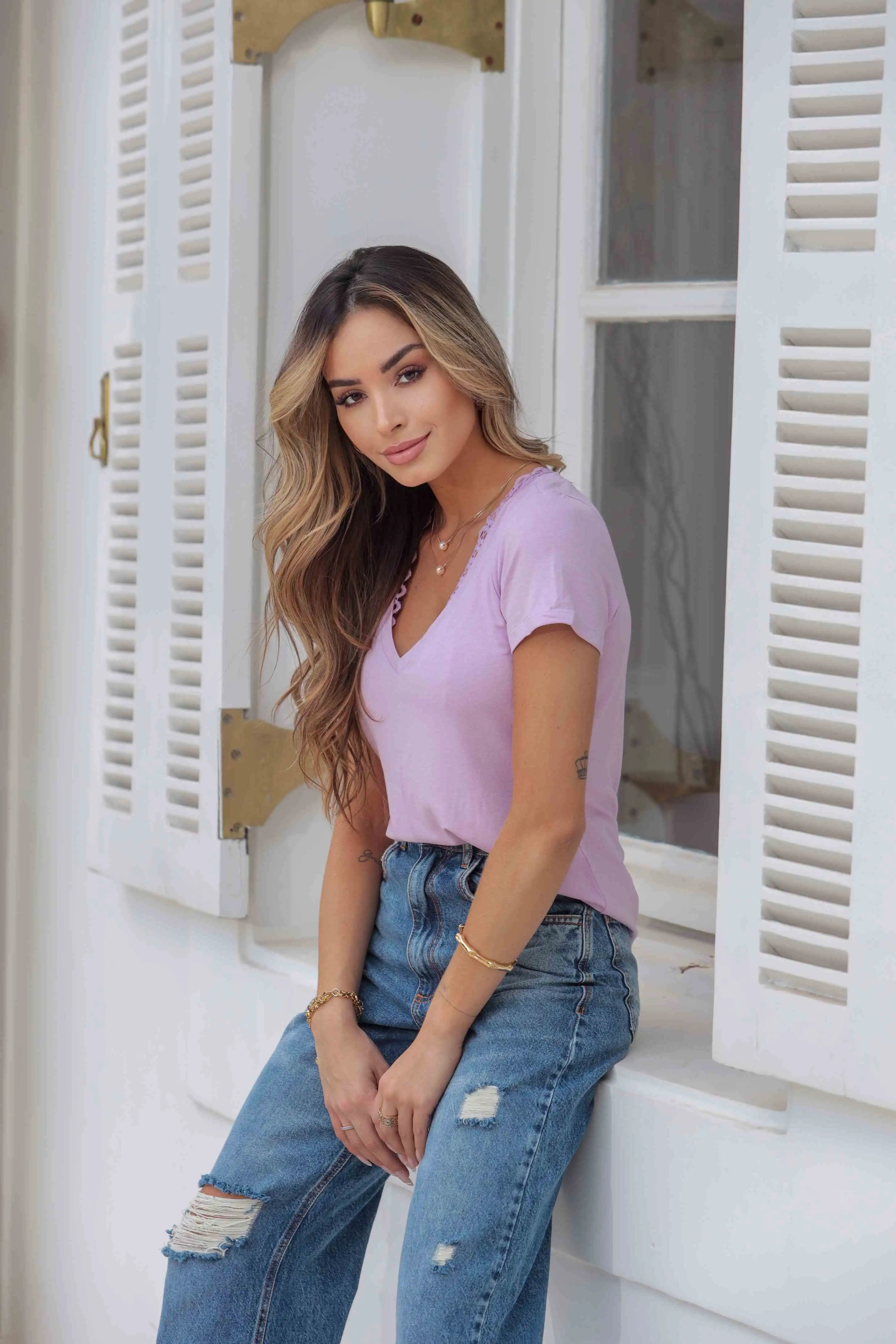 Tee Shirt Curta — Lilas — foto 2